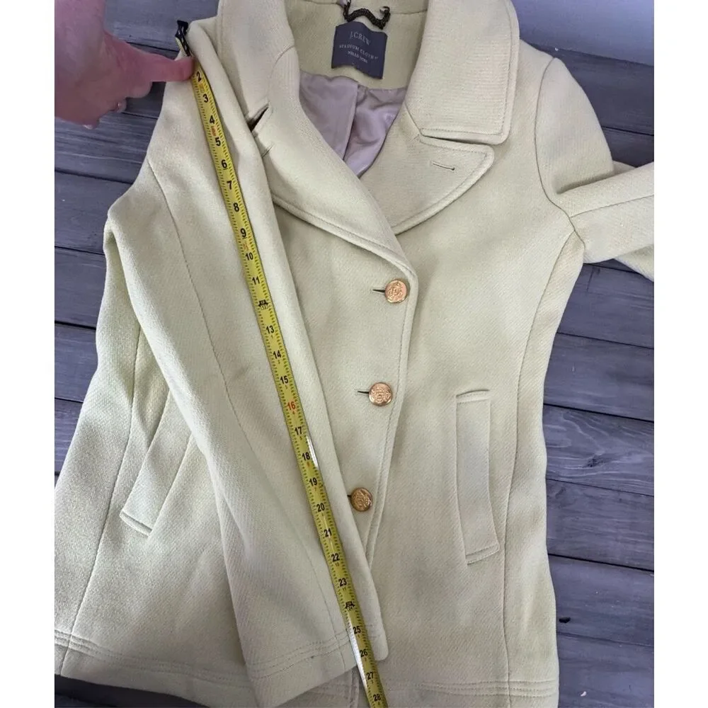 J. Crew Yellow Stadium Cloth By‎ Nello Gori Majesty Wool Peacoat Citron C… - Picture 9 of 9